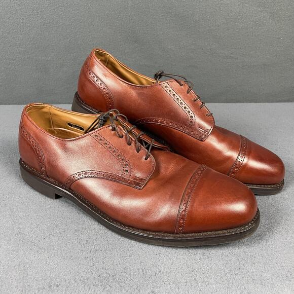 Allen Edmonds Shoes Men Size 13 B Brown Leather Cap Toe Brogue Derby Vibram main image 7